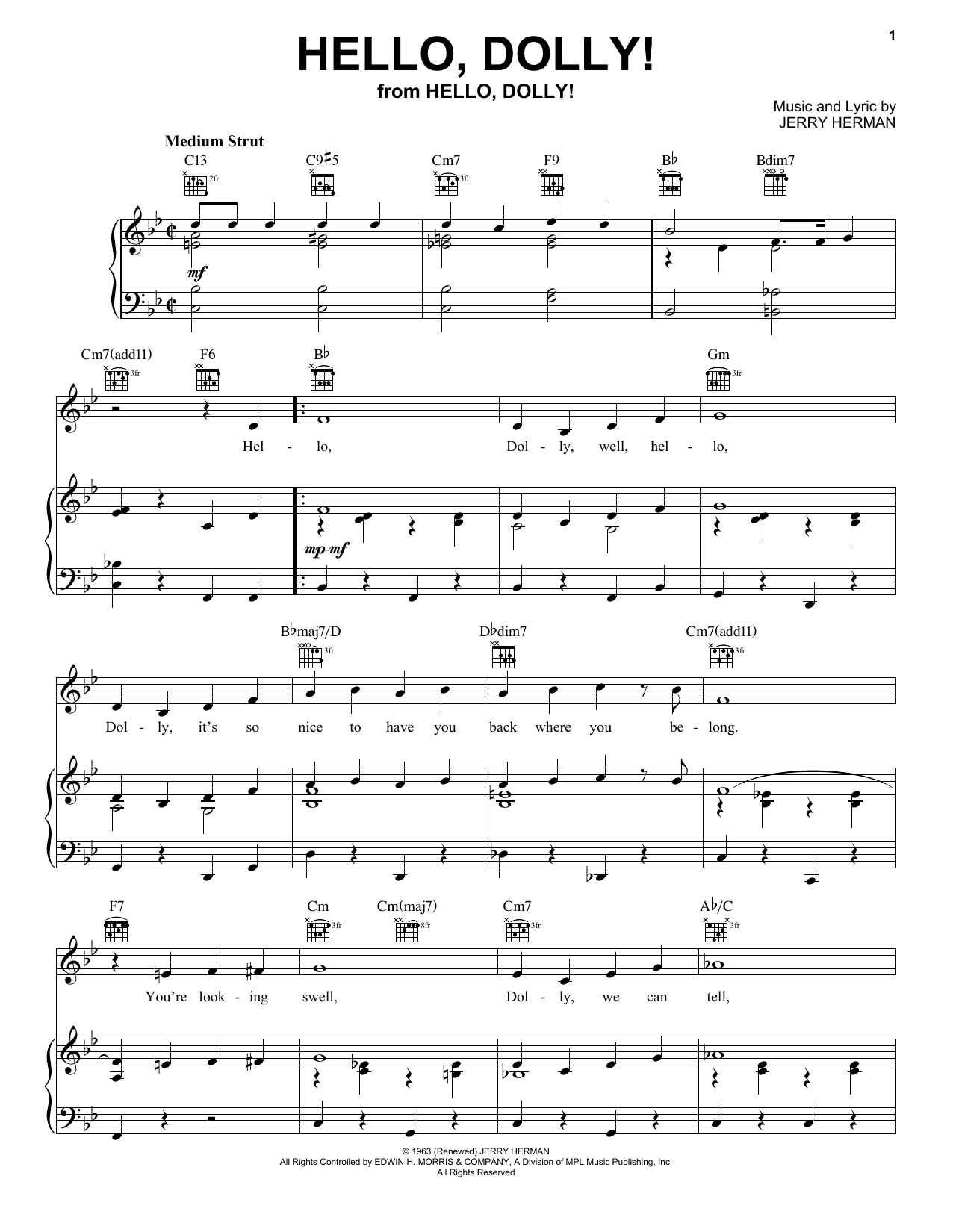 Download Louis Armstrong Hello, Dolly! Sheet Music and learn how to play Educational Piano PDF digital score in minutes