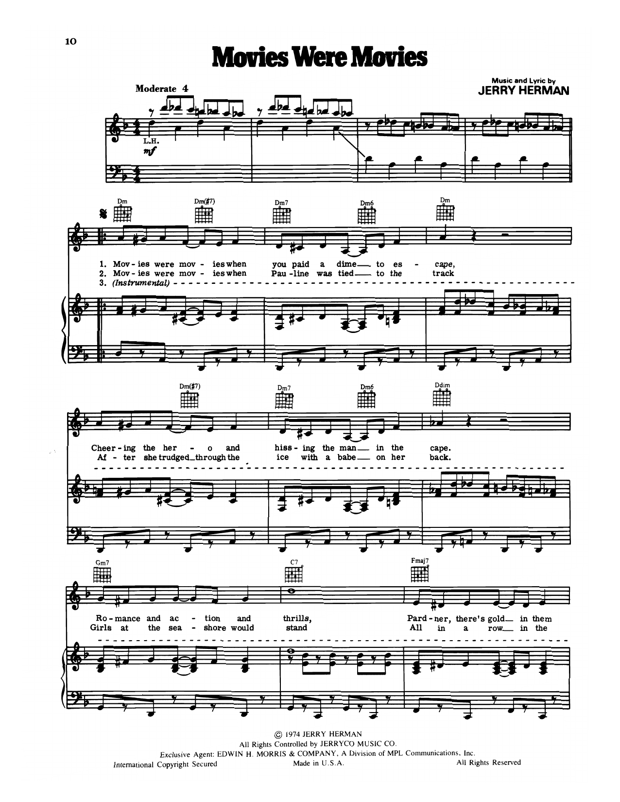 Download Jerry Herman Movies Were Movies (from Mack and Mabel) Sheet Music and learn how to play Piano, Vocal & Guitar Chords (Right-Hand Melody) PDF digital score in minutes