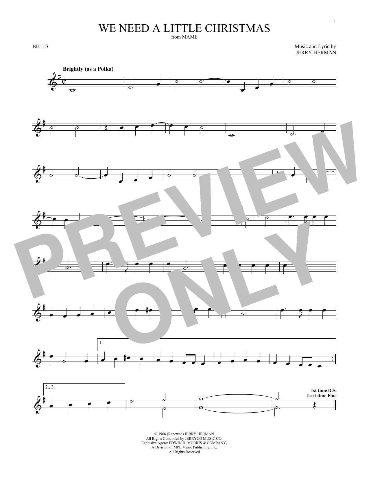 Download Jerry Herman We Need A Little Christmas (from Mame) Sheet Music and learn how to play Marimba Solo PDF digital score in minutes