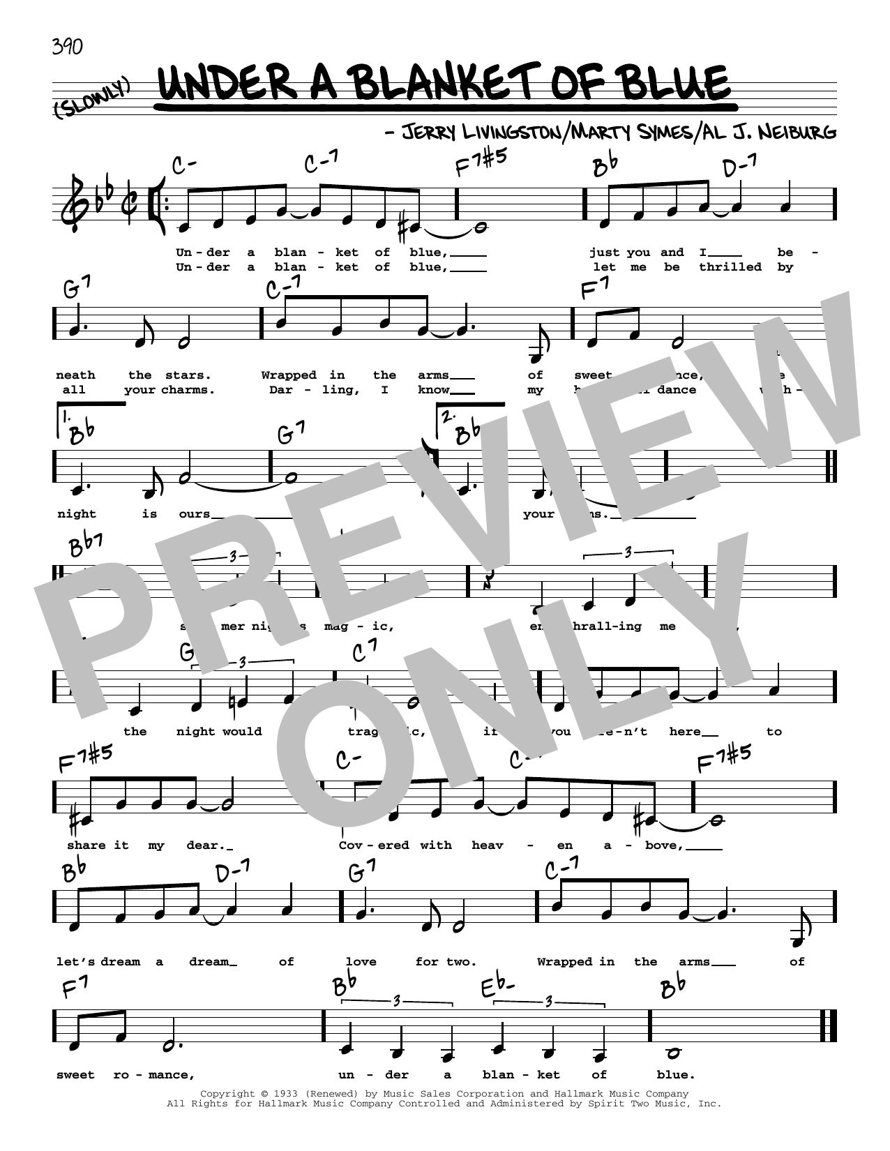 Download Jerry Livingston Under A Blanket Of Blue (Low Voice) Sheet Music and learn how to play Real Book – Melody, Lyrics & Chords PDF digital score in minutes