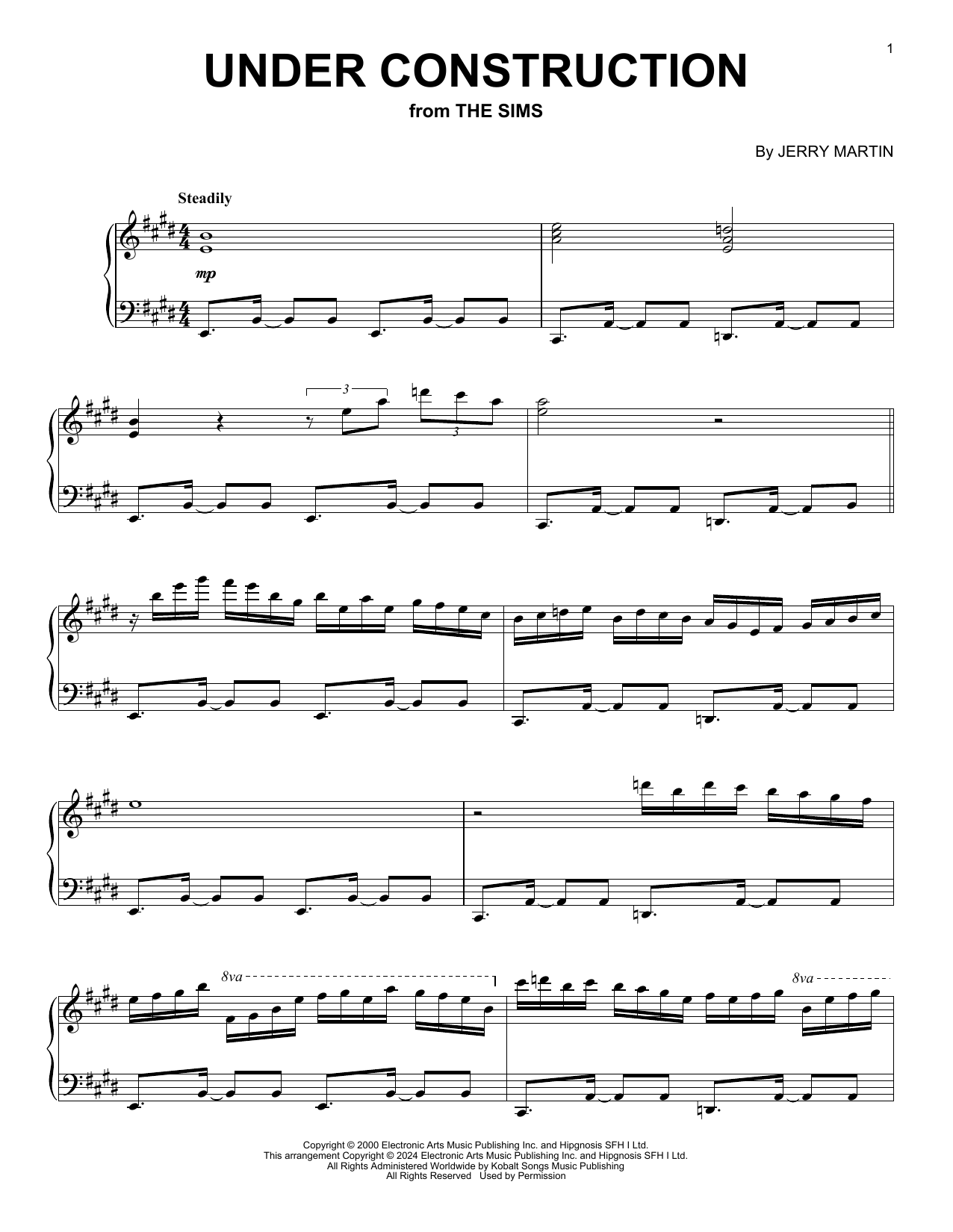Download Jerry Martin Under Construction (from The Sims) Sheet Music and learn how to play Piano Solo PDF digital score in minutes