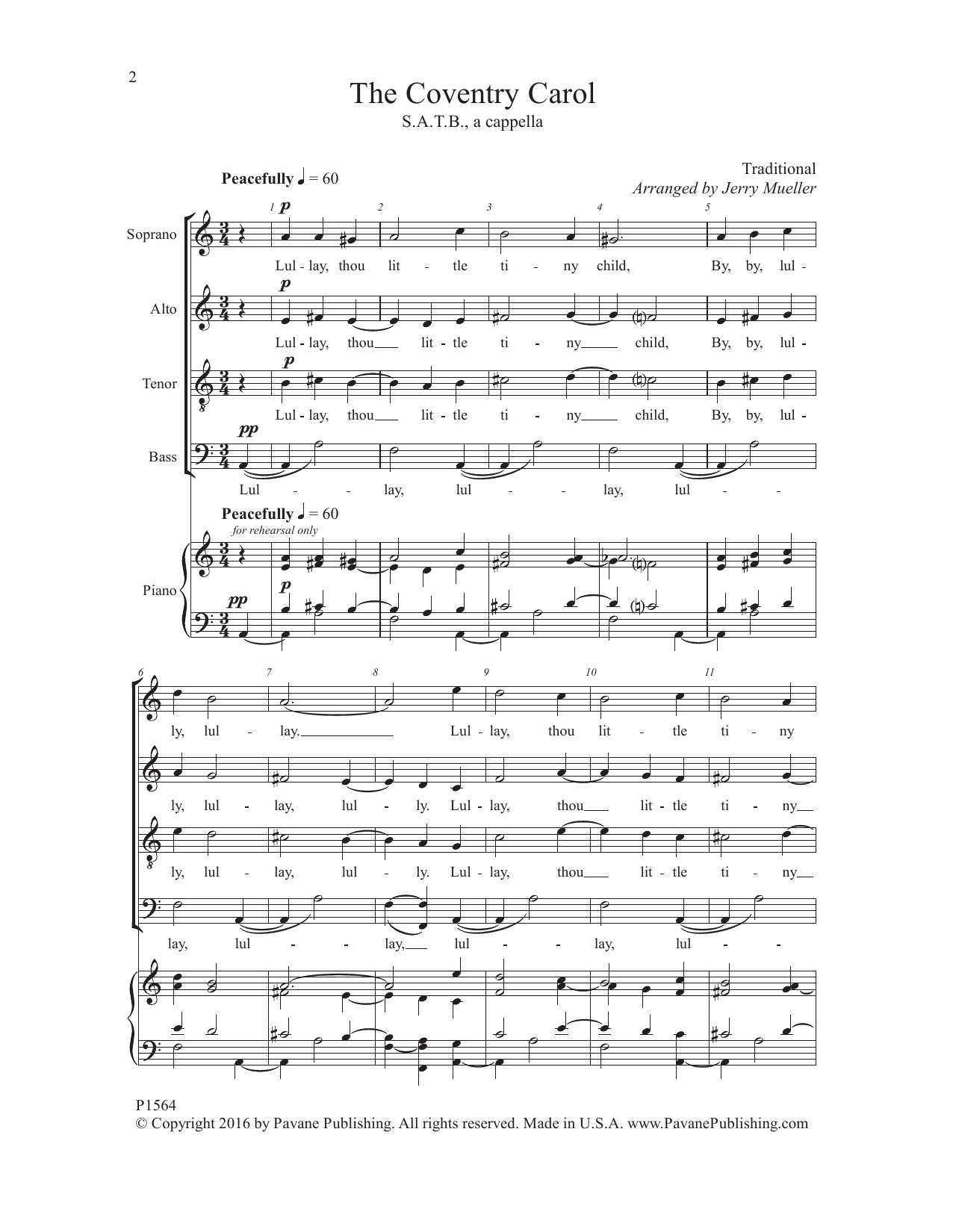Download Jerry Mueller The Coventry Carol Sheet Music and learn how to play SATB Choir PDF digital score in minutes