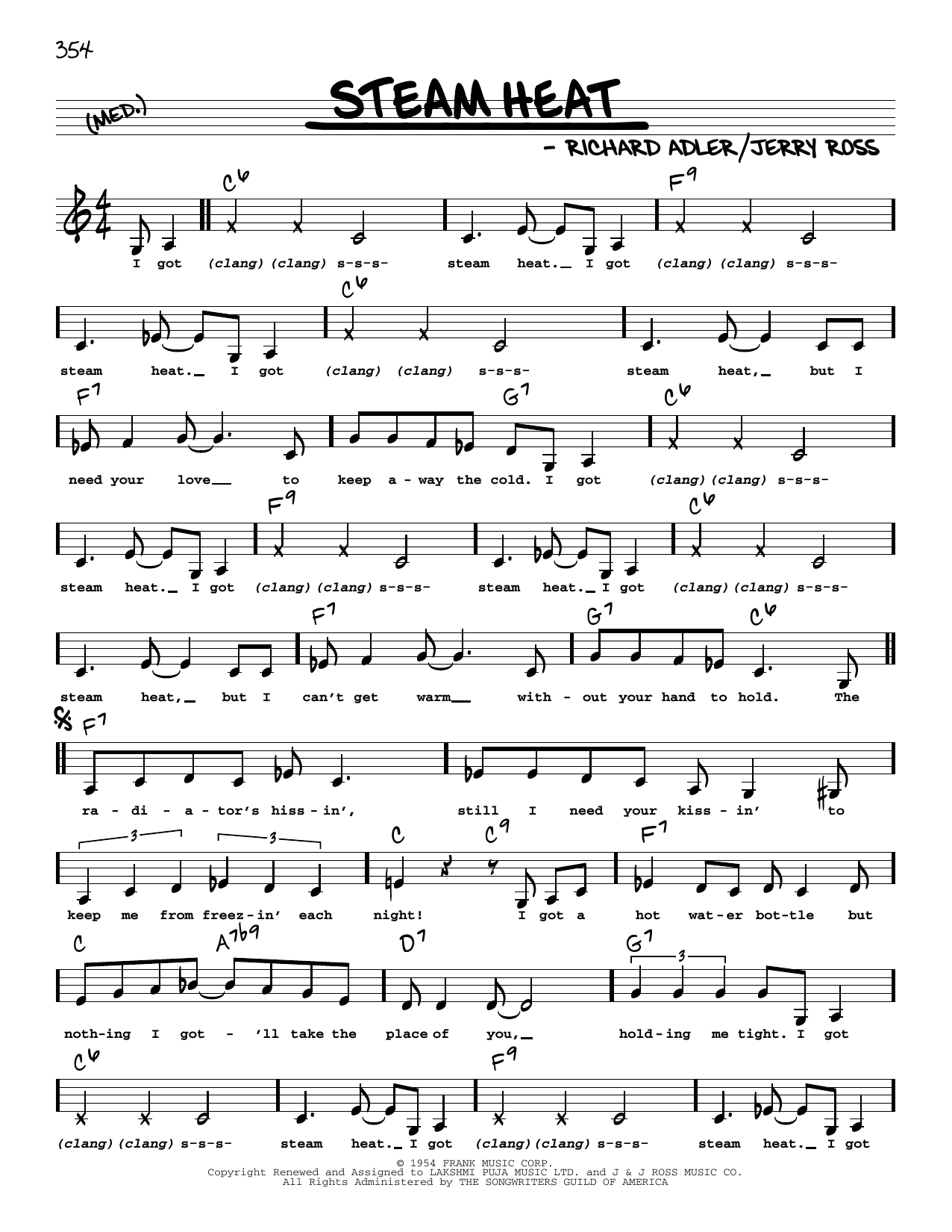 Download Jerry Ross Steam Heat (Low Voice) Sheet Music and learn how to play Real Book – Melody, Lyrics & Chords PDF digital score in minutes