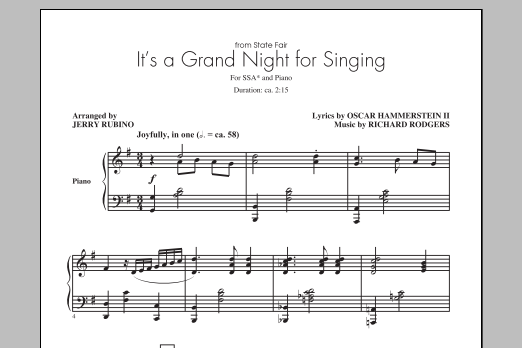 Download Jerry Rubino It's A Grand Night For Singing Sheet Music and learn how to play TTBB PDF digital score in minutes