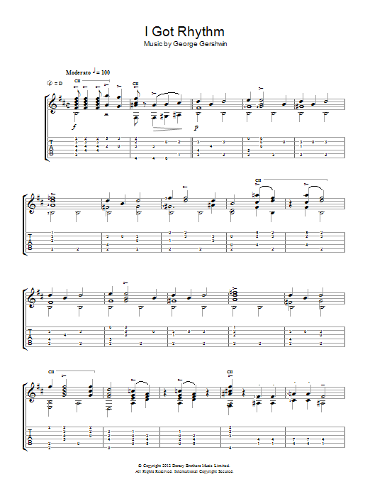 Download Jerry Willard I Got Rhythm Sheet Music and learn how to play Guitar PDF digital score in minutes