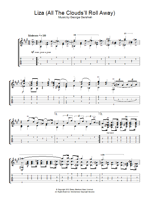 Download Jerry Willard Liza (All The Clouds'll Roll Away) Sheet Music and learn how to play Guitar PDF digital score in minutes