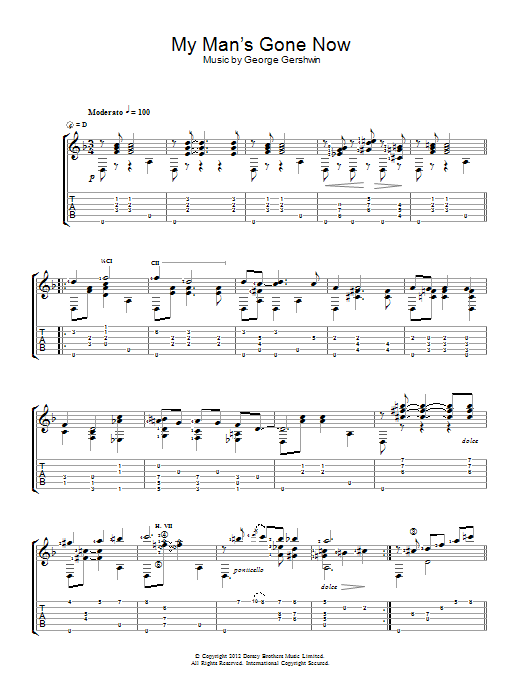 Download Jerry Willard My Man's Gone Now Sheet Music and learn how to play Guitar PDF digital score in minutes
