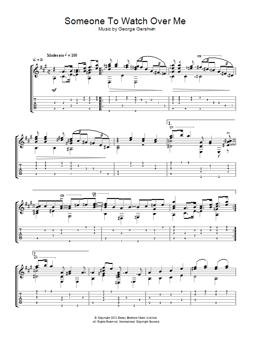 Download Jerry Willard Someone To Watch Over Me Sheet Music and learn how to play Guitar PDF digital score in minutes