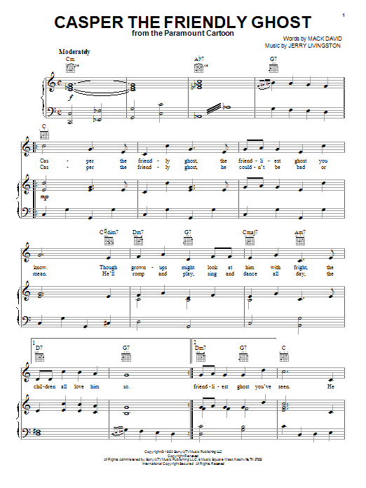 Download Jerry Livingston Sheet Music and learn how to play Piano, Vocal & Guitar (Right-Hand Melody) PDF score in minutes