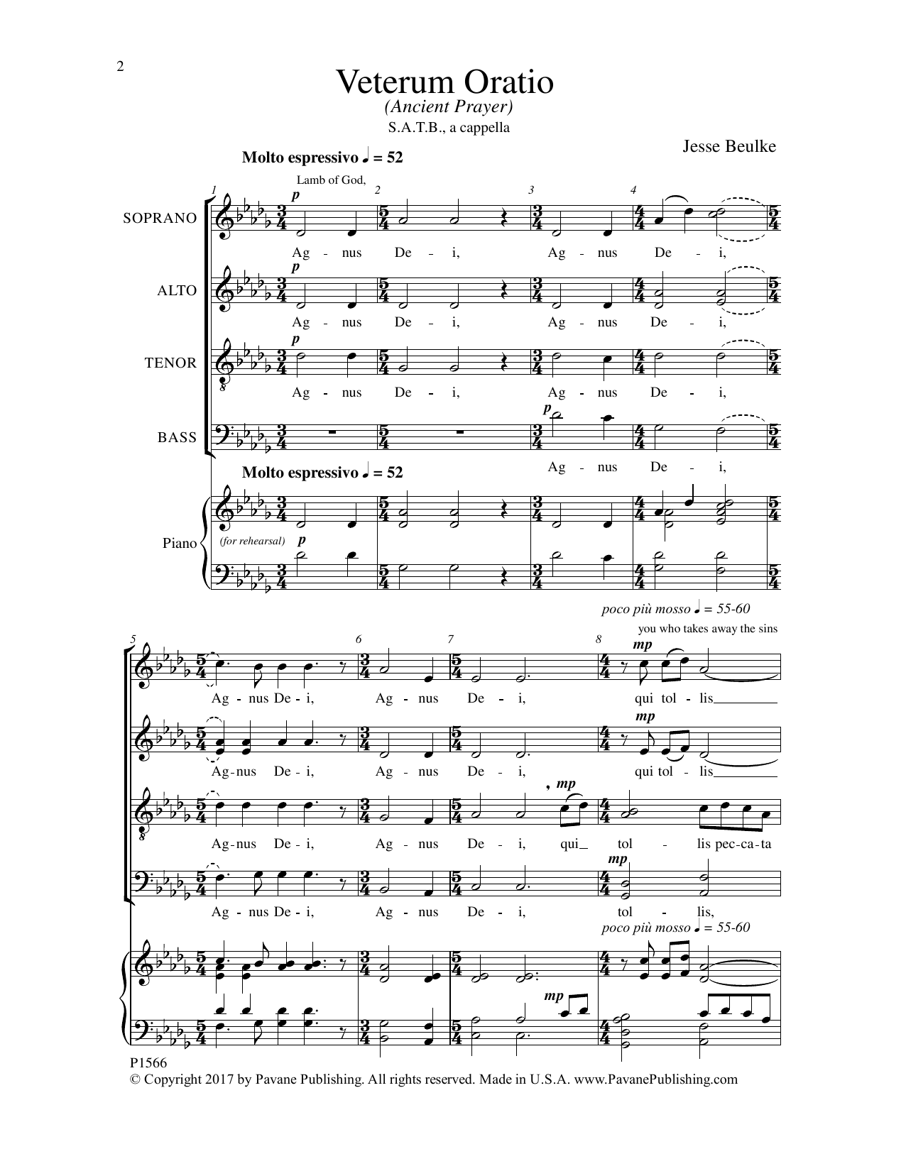 Download Jesse Beulke Veterum Oratio Sheet Music and learn how to play SATB Choir PDF digital score in minutes