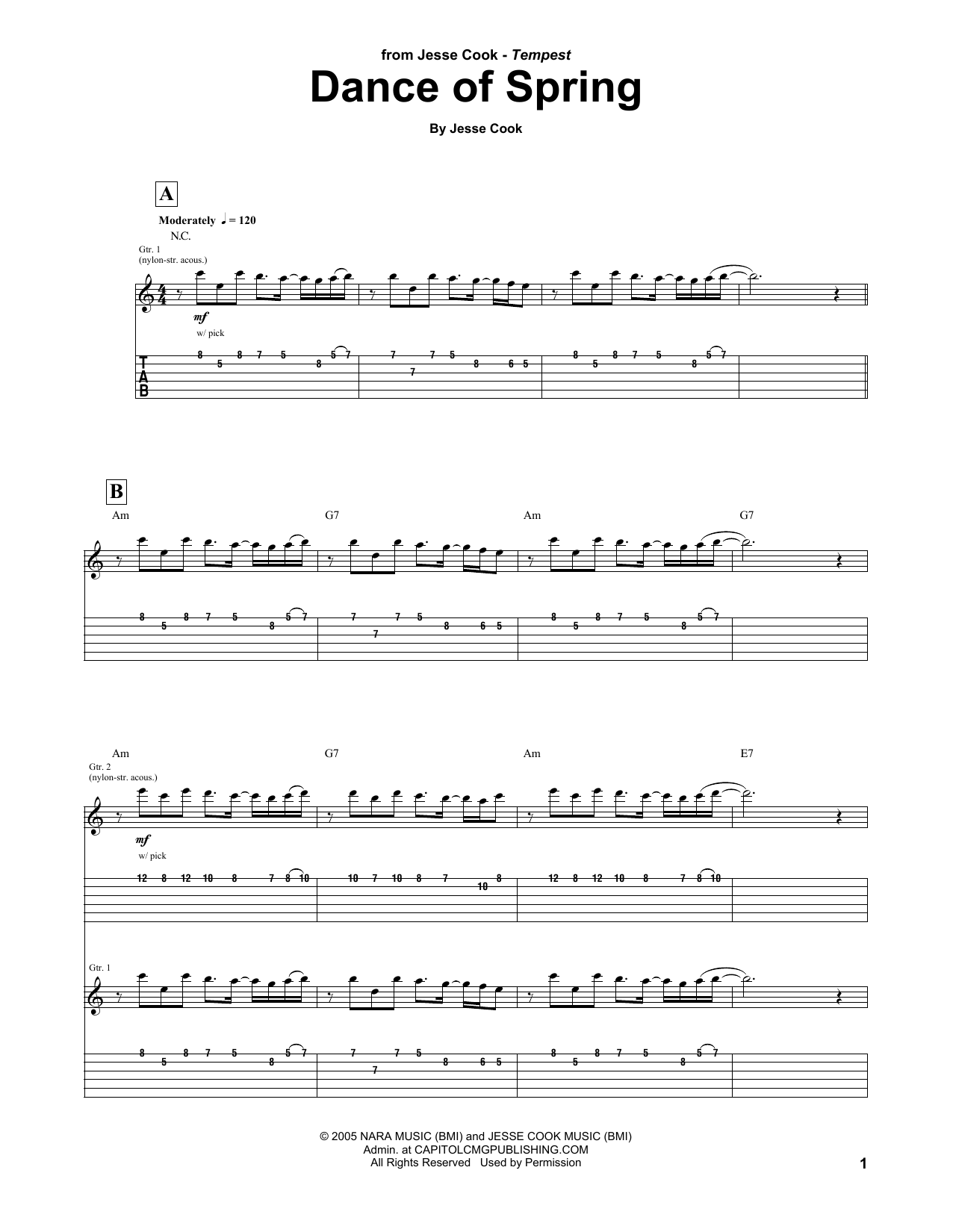 Download Jesse Cook Dance Of Spring Sheet Music and learn how to play Guitar Tab PDF digital score in minutes