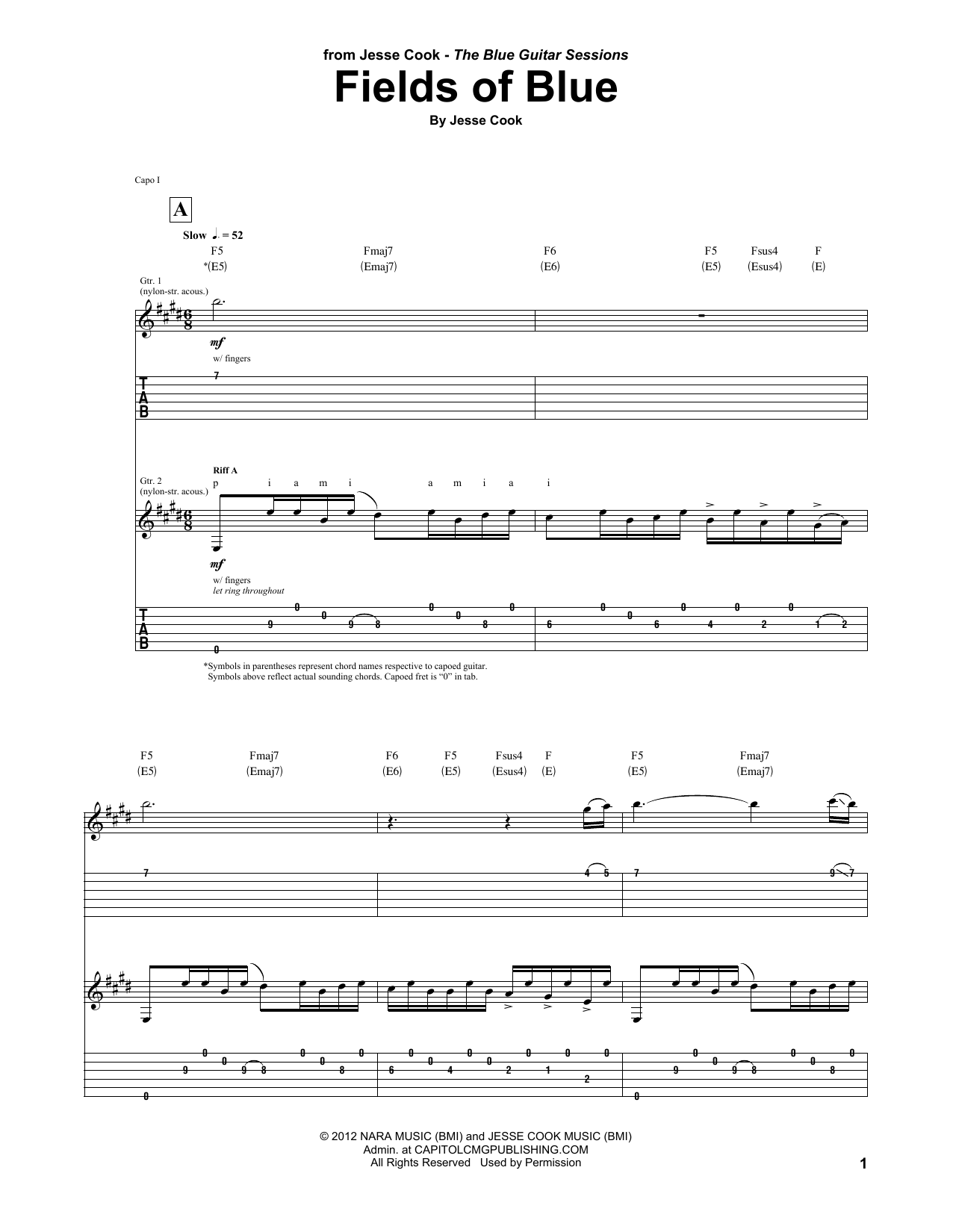 Download Jesse Cook Fields Of Blue Sheet Music and learn how to play Guitar Tab PDF digital score in minutes