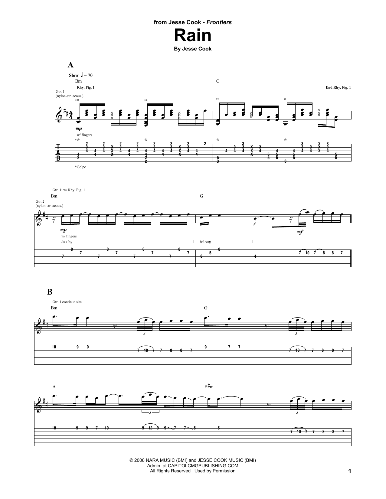 Download Jesse Cook Rain Sheet Music and learn how to play Guitar Tab PDF digital score in minutes