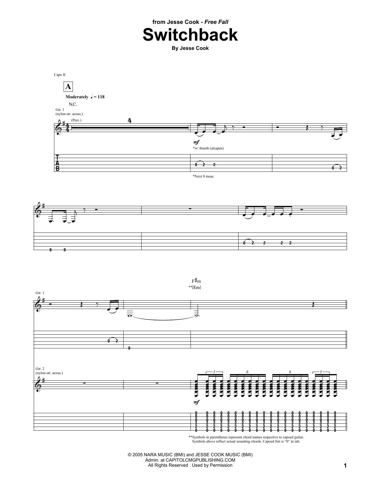 Download Jesse Cook Switchback Sheet Music and learn how to play Guitar Tab PDF digital score in minutes