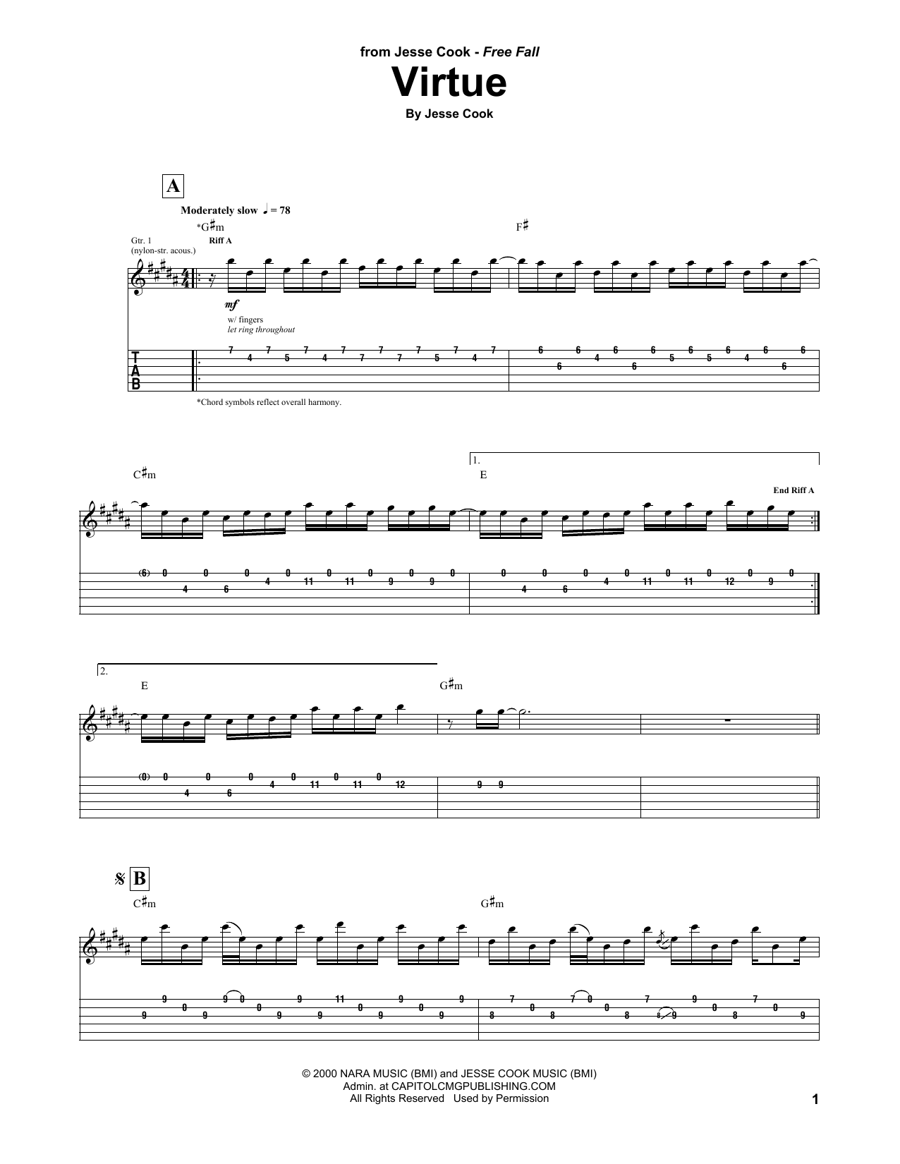 Download Jesse Cook Virtue Sheet Music and learn how to play Guitar Tab PDF digital score in minutes