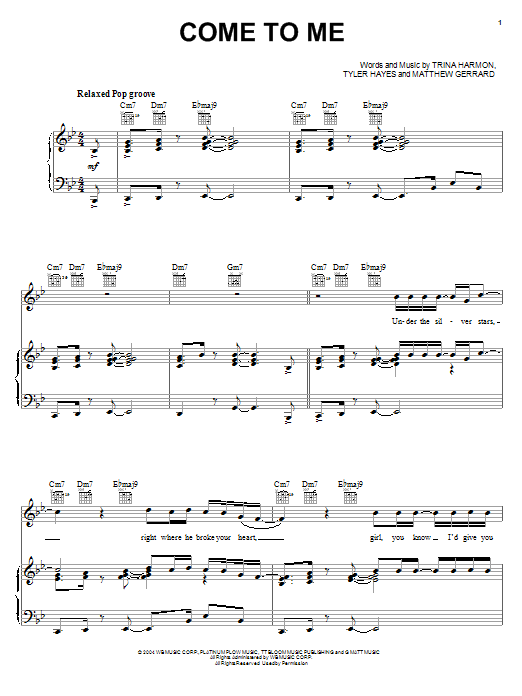 Download Jesse McCartney Come To Me Sheet Music and learn how to play Piano, Vocal & Guitar (Right-Hand Melody) PDF digital score in minutes