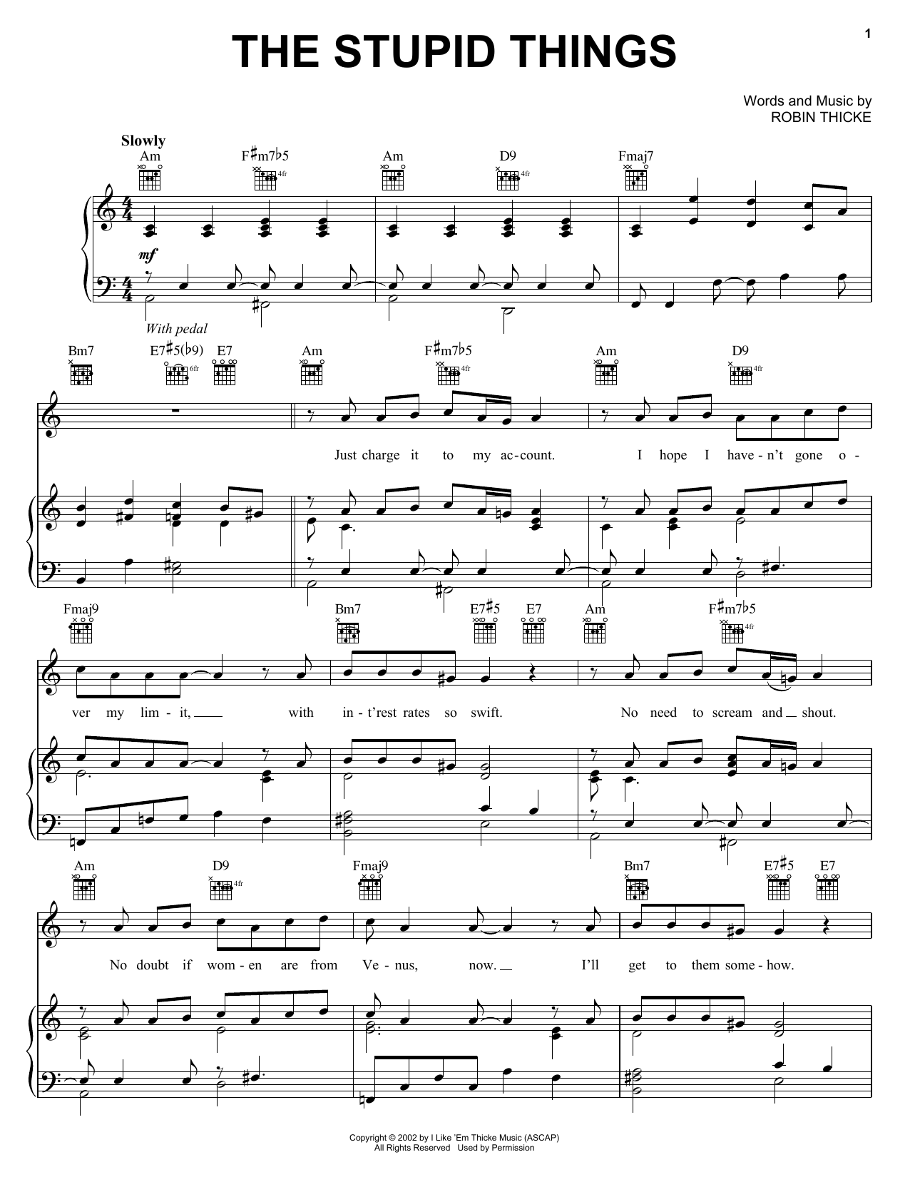 Download Jesse McCartney The Stupid Things Sheet Music and learn how to play Piano, Vocal & Guitar Chords (Right-Hand Melody) PDF digital score in minutes