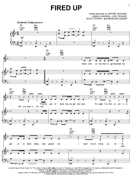 Download Jessica Simpson Fired Up Sheet Music and learn how to play Piano, Vocal & Guitar (Right-Hand Melody) PDF digital score in minutes