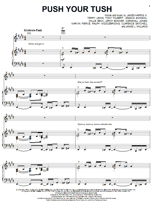 Download Jessica Simpson Push Your Tush Sheet Music and learn how to play Piano, Vocal & Guitar (Right-Hand Melody) PDF digital score in minutes