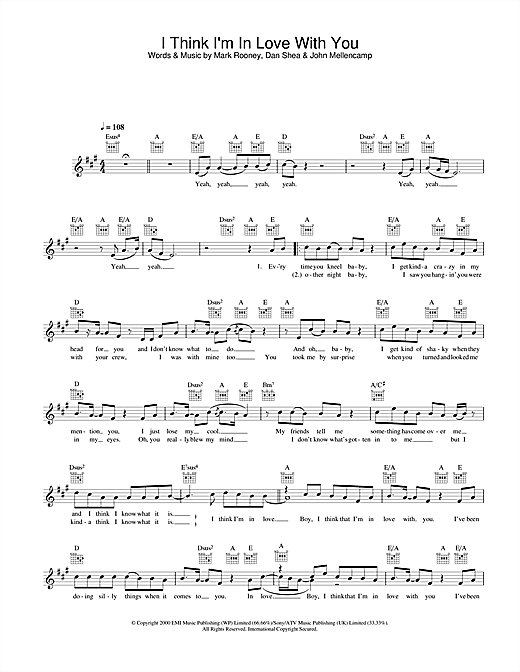 Jessica Simpson I Think I M In Love With You Sheet Music Notes Chords Melody Line Lyrics Chords Download Pop 31649 Pdf