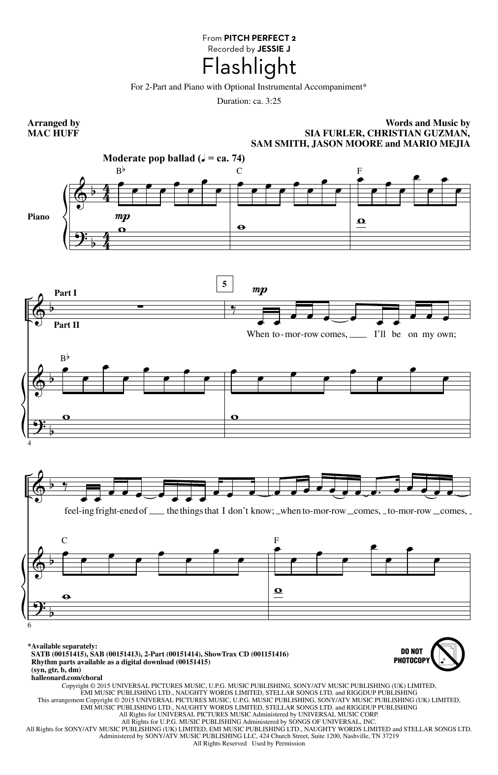 Download Mac Huff Flashlight Sheet Music and learn how to play SAB PDF digital score in minutes