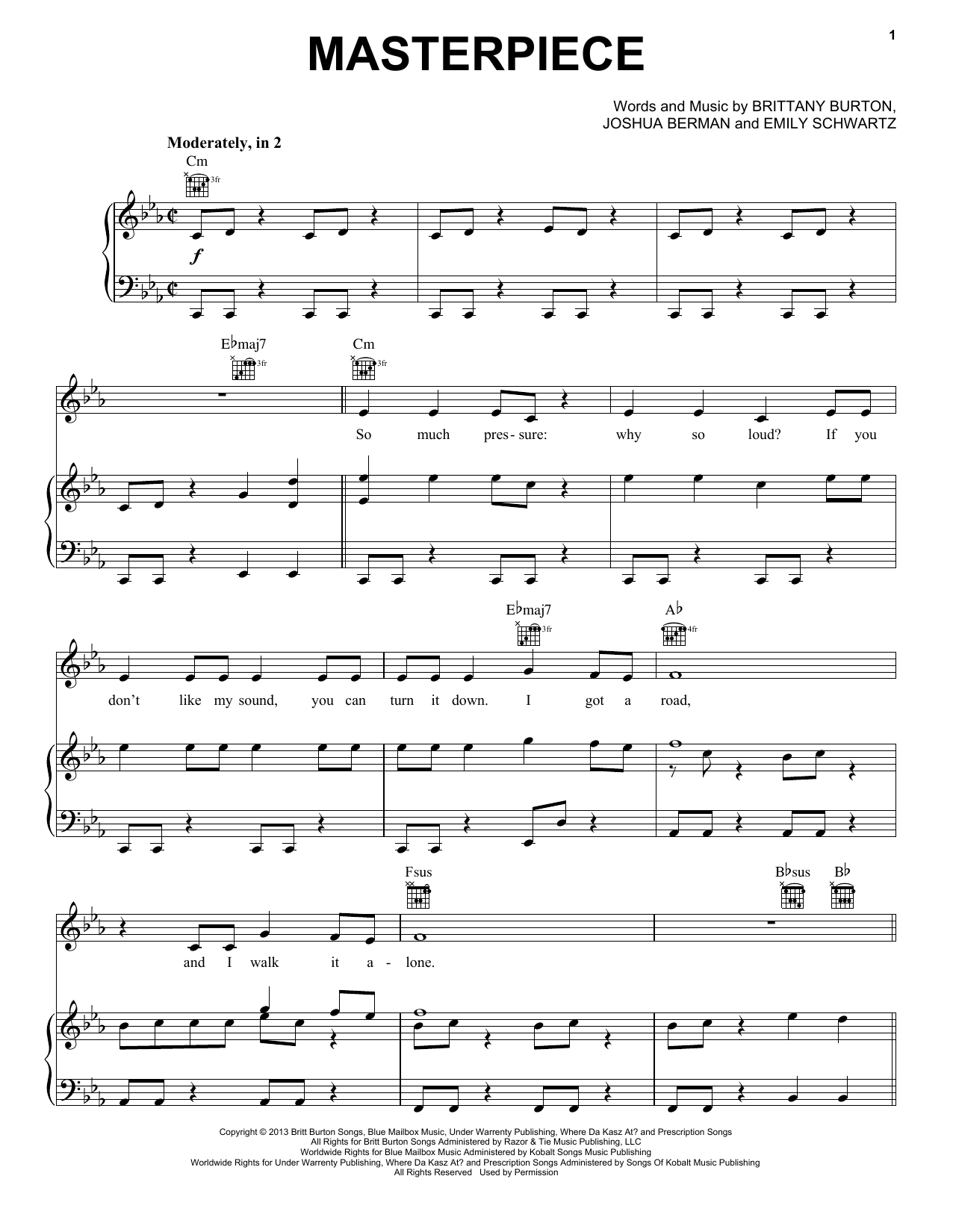 Download Jessie J Masterpiece Sheet Music and learn how to play Easy Piano PDF digital score in minutes