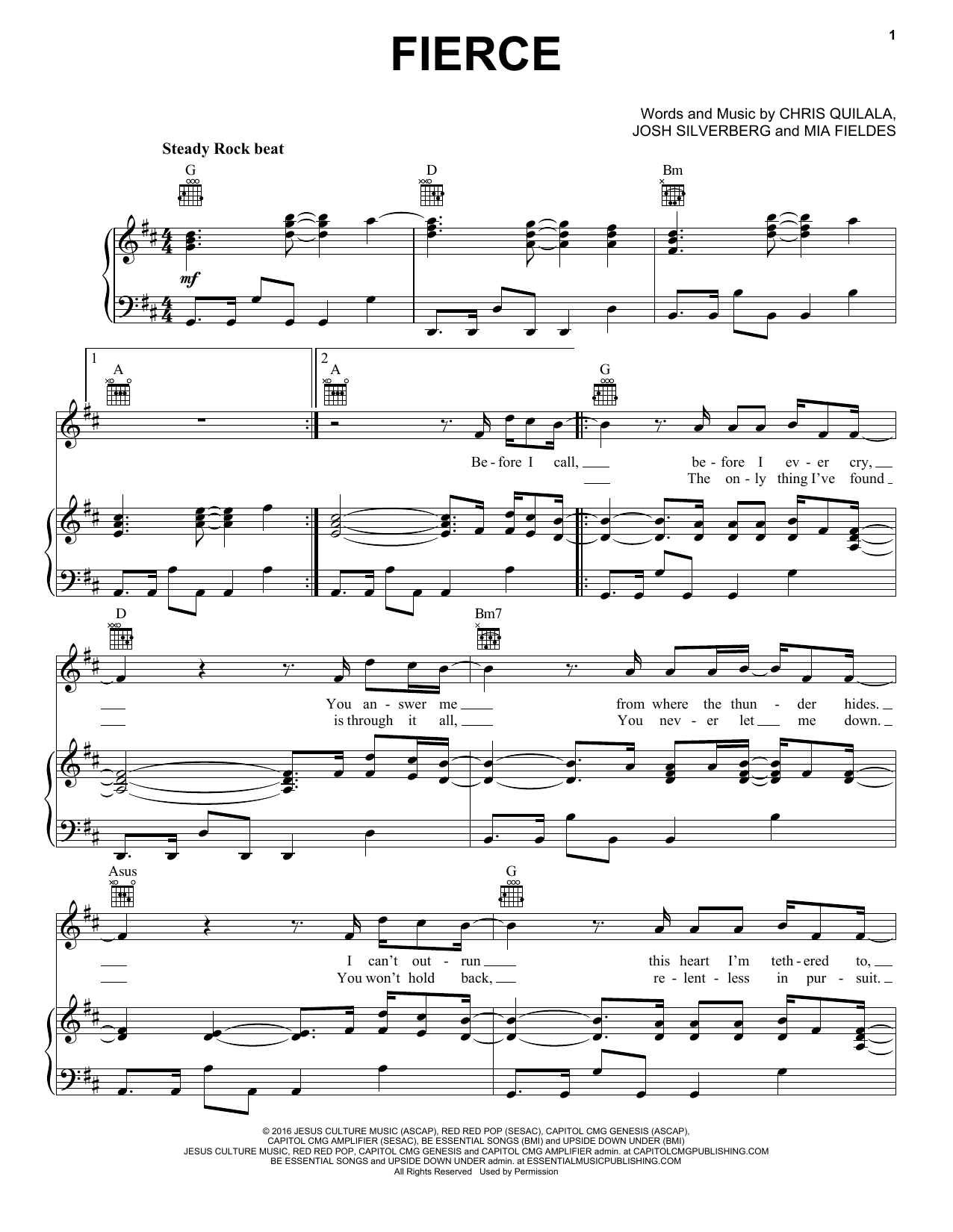 Download Jesus Culture Fierce Sheet Music and learn how to play Piano, Vocal & Guitar (Right-Hand Melody) PDF digital score in minutes