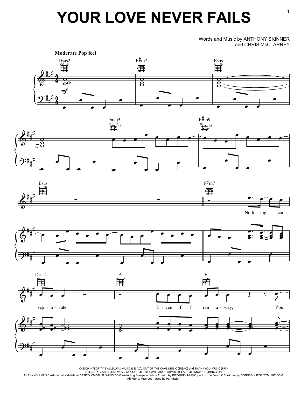 Download Chris McClarney Your Love Never Fails Sheet Music and learn how to play Easy Piano PDF digital score in minutes
