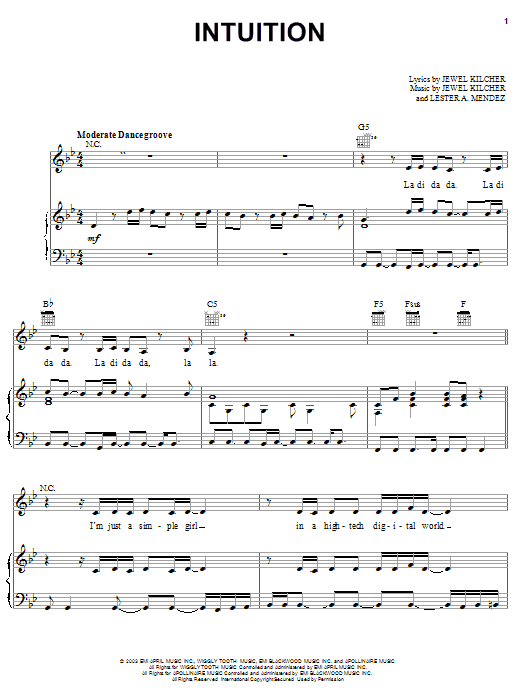 Download Jewel Intuition Sheet Music and learn how to play Easy Guitar Tab PDF digital score in minutes