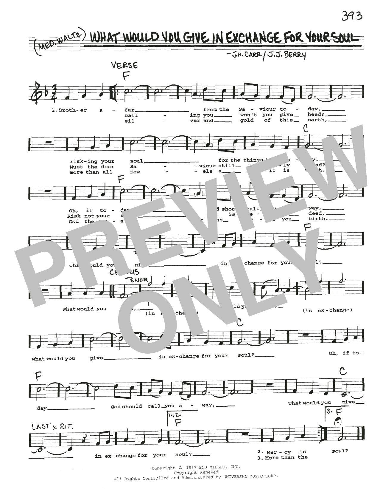 Download J.H. Carr What Would You Give In Exchange For Your Soul Sheet Music and learn how to play Real Book – Melody, Lyrics & Chords PDF digital score in minutes