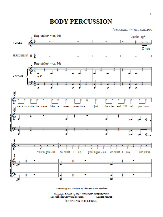 Download Michael & Jill Gallina Body Percussion Sheet Music and learn how to play Choral PDF digital score in minutes