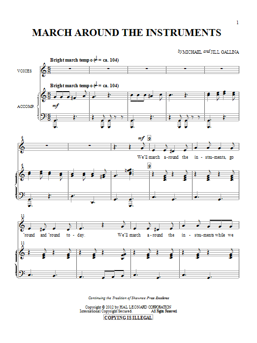 Download Michael & Jill Gallina March Around The Instruments Sheet Music and learn how to play Unison Voice PDF digital score in minutes