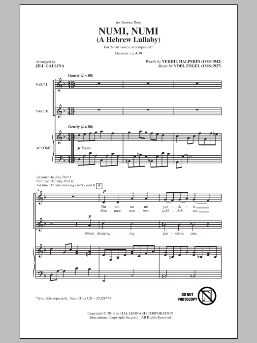 Download Jill Gallina Numi, Numi Sheet Music and learn how to play SAB PDF digital score in minutes