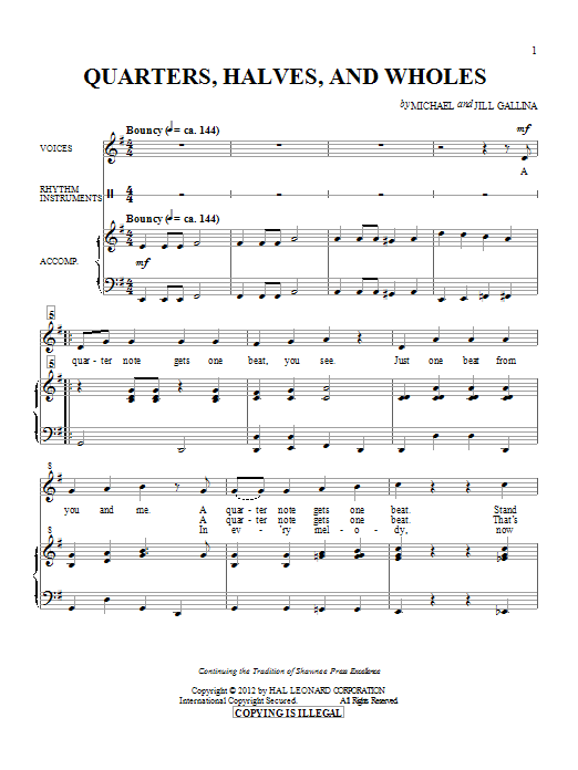 Download Michael & Jill Gallina Quarters, Halves And Wholes Sheet Music and learn how to play Choral PDF digital score in minutes