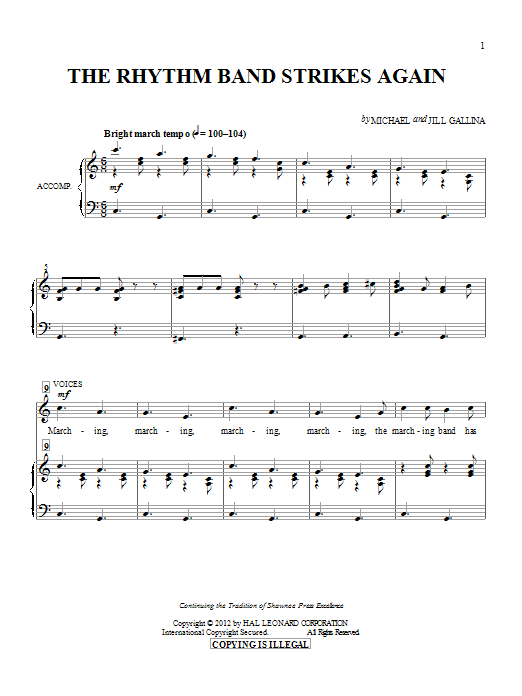 Download Michael & Jill Gallina The Rhythm Band Strikes Again Sheet Music and learn how to play Unison Voice PDF digital score in minutes