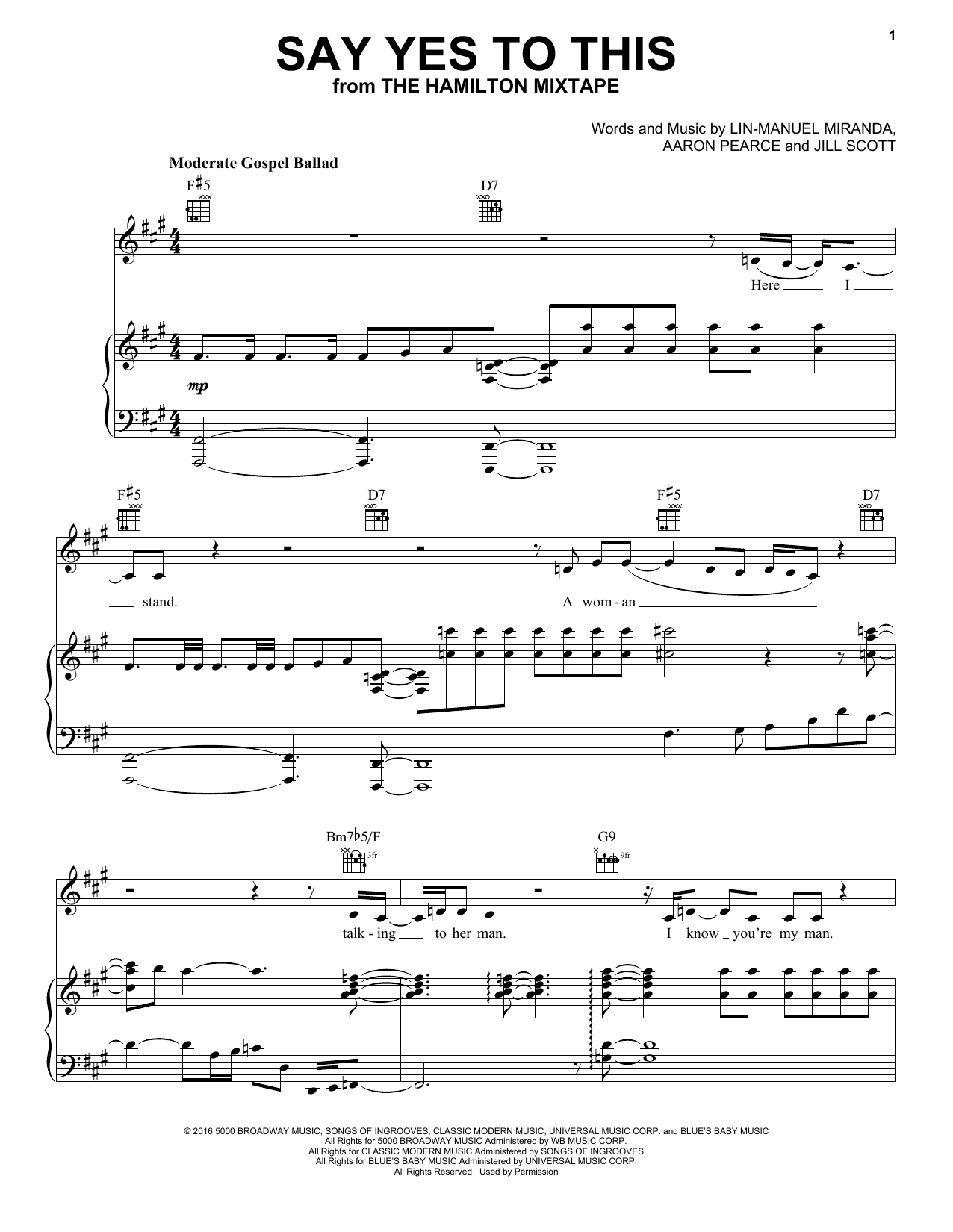 Download Lin-Manuel Miranda Say Yes To This Sheet Music and learn how to play Piano, Vocal & Guitar (Right-Hand Melody) PDF digital score in minutes