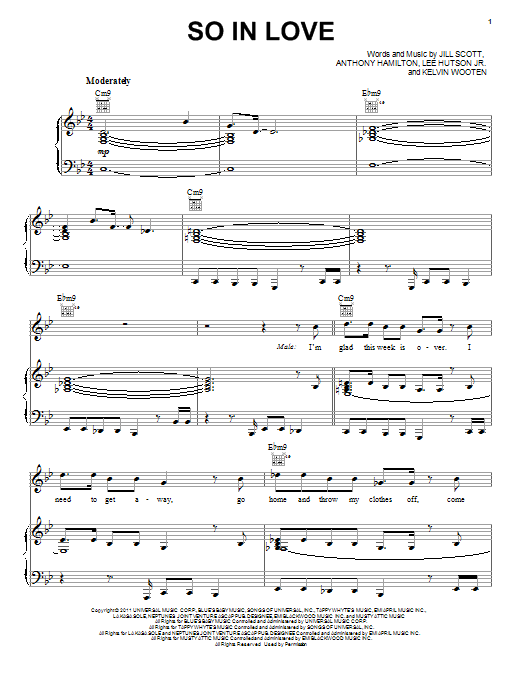Download Jill Scott So In Love Sheet Music and learn how to play Piano, Vocal & Guitar (Right-Hand Melody) PDF digital score in minutes