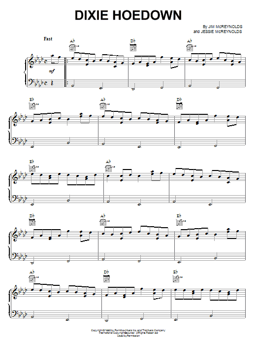 Download Jim & Jessie Dixie Hoedown Sheet Music and learn how to play Piano PDF digital score in minutes