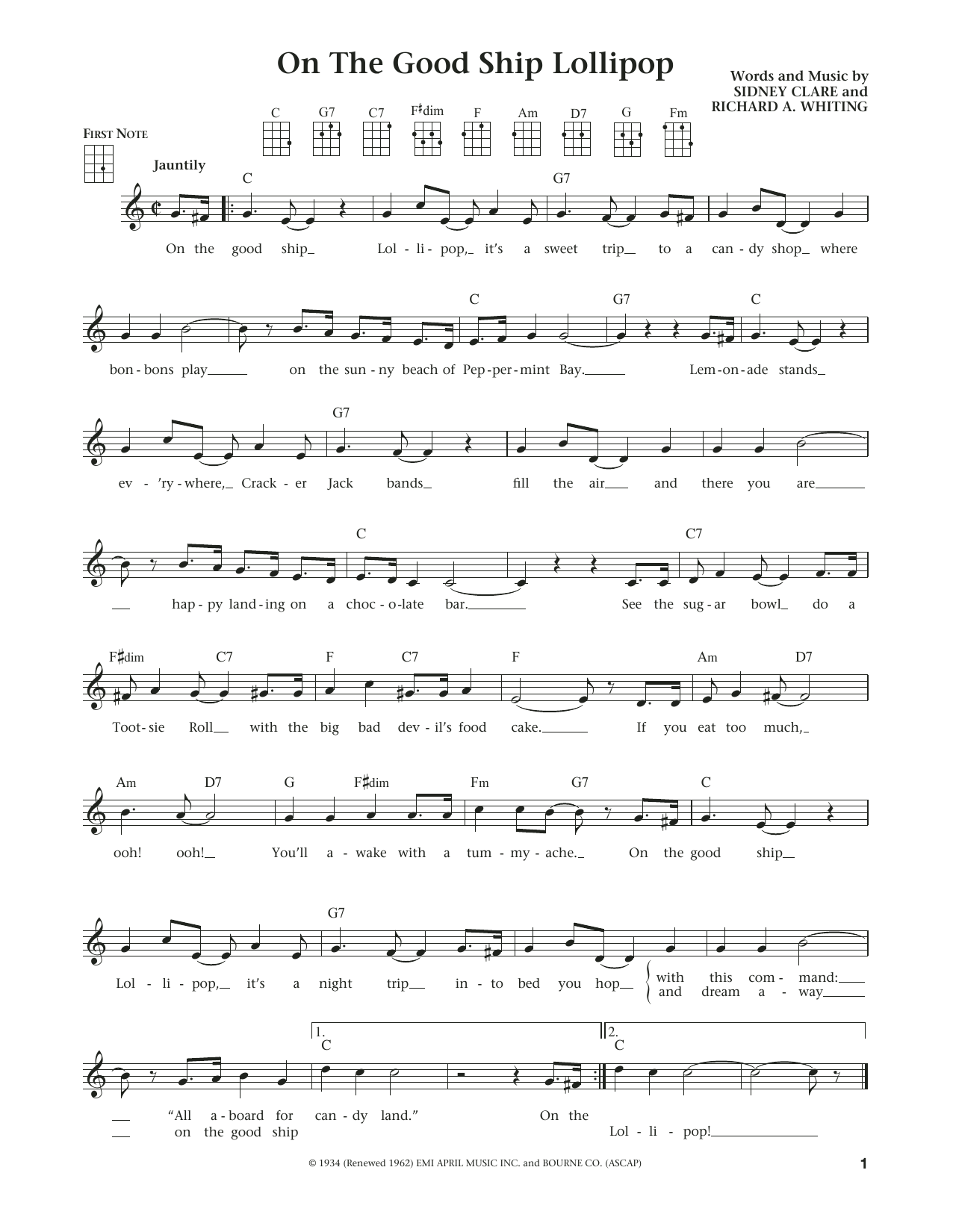 Download Jim Beloff On The Good Ship Lollipop Sheet Music and learn how to play Ukulele PDF digital score in minutes