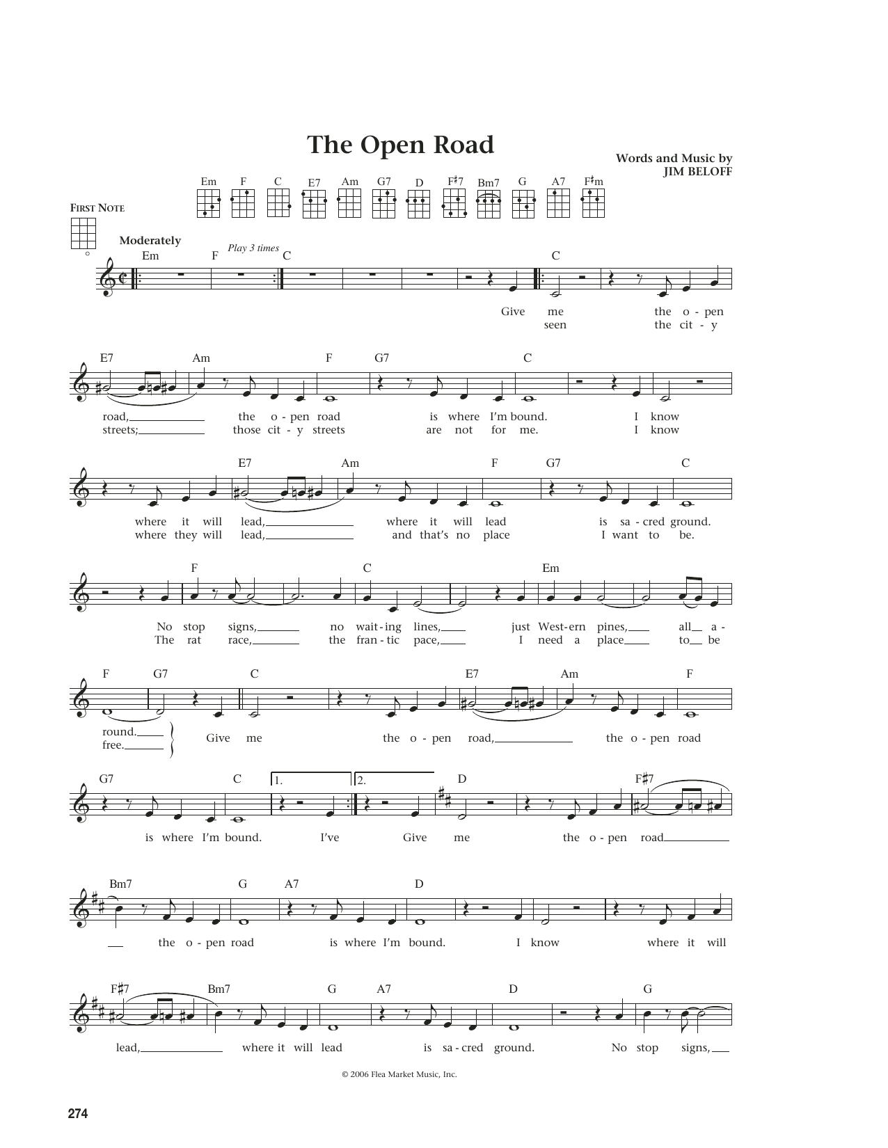 Download Jim Beloff The Open Road (from The Daily Ukulele) (arr. Liz and Jim Beloff) Sheet Music and learn how to play Ukulele PDF digital score in minutes