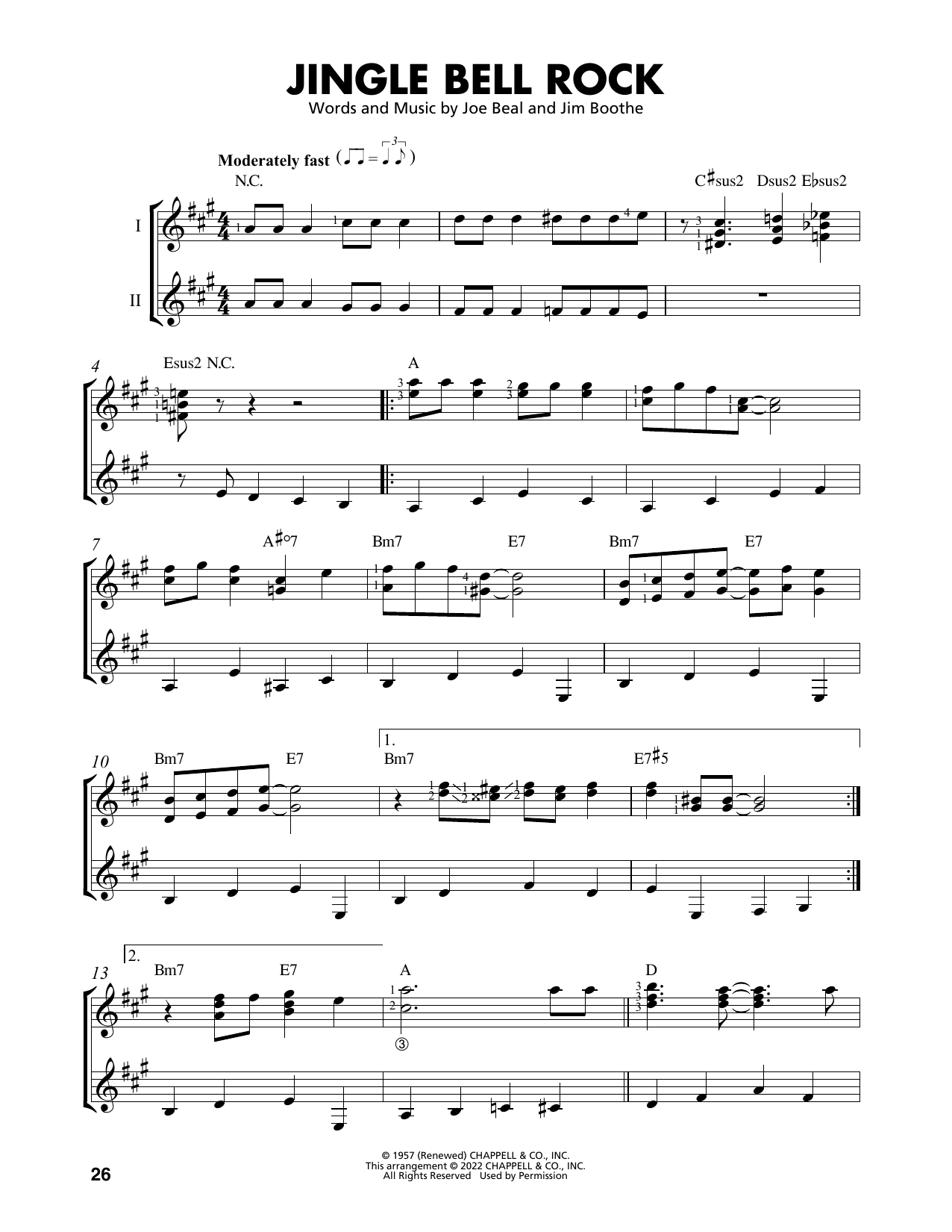 Download Jim Boothe Jingle Bell Rock (arr. Mark Phillips) Sheet Music and learn how to play Easy Guitar Tab PDF digital score in minutes