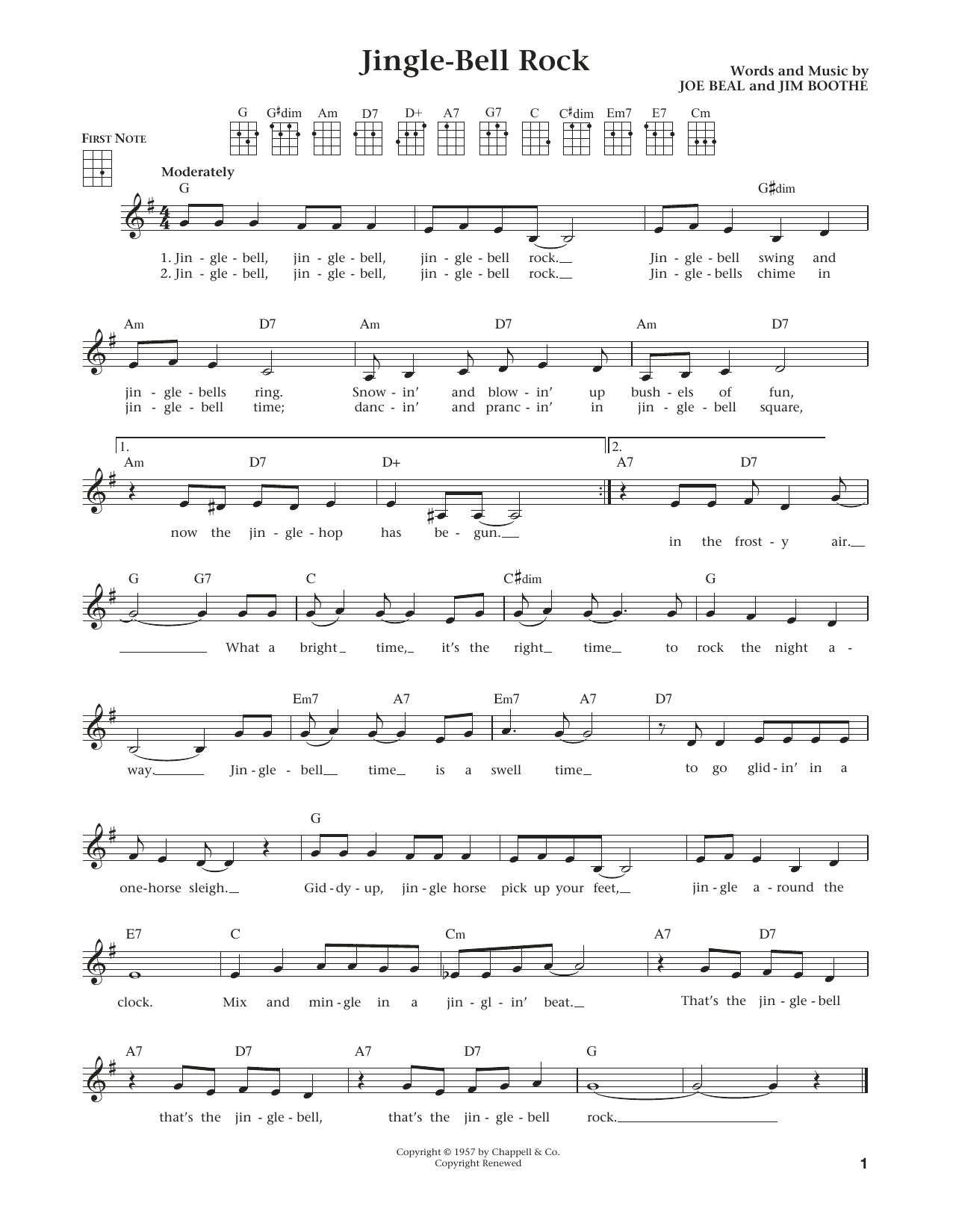 Download Jim Boothe Jingle Bell Rock Sheet Music and learn how to play Ukulele PDF digital score in minutes