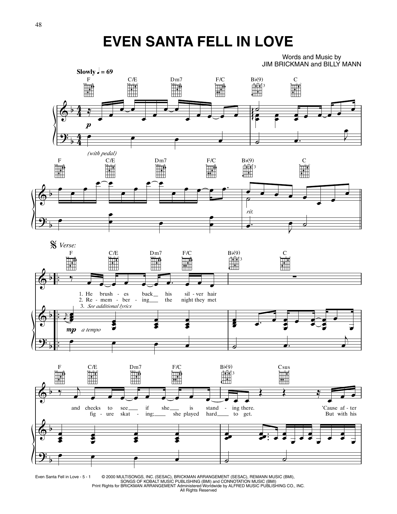 Download Jim Brickman Even Santa Fell In Love Sheet Music and learn how to play Piano, Vocal & Guitar Chords (Right-Hand Melody) PDF digital score in minutes