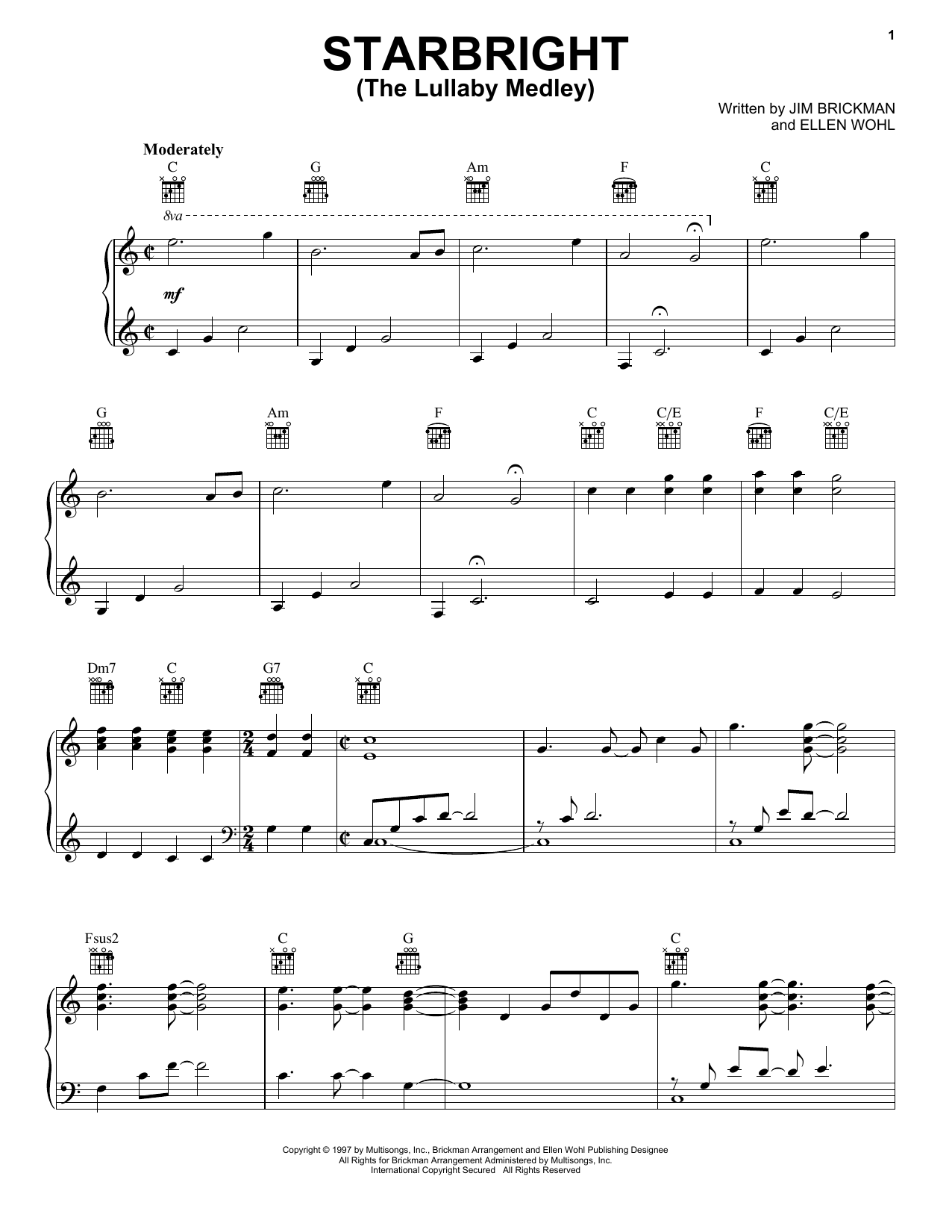 Download Jim Brickman Starbright Sheet Music and learn how to play Piano, Vocal & Guitar Chords (Right-Hand Melody) PDF digital score in minutes