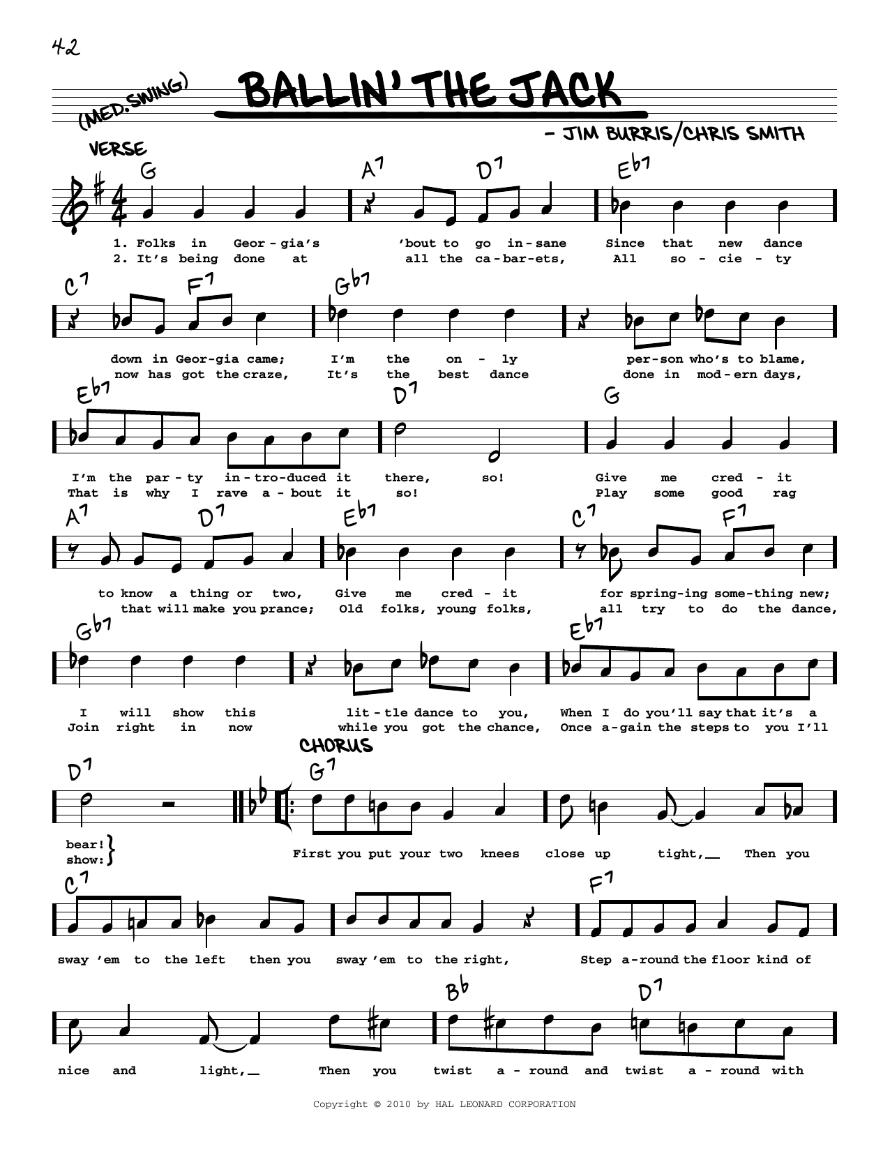 Download Jim Burris Ballin' The Jack (arr. Robert Rawlins) Sheet Music and learn how to play Real Book – Melody, Lyrics & Chords PDF digital score in minutes