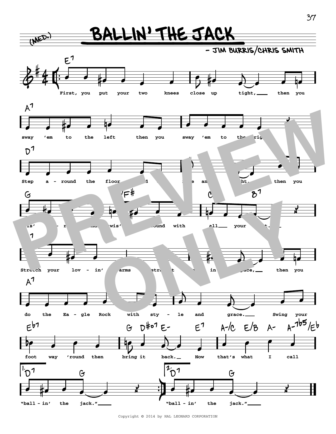 Download Jim Burris Ballin' The Jack (High Voice) Sheet Music and learn how to play Real Book – Melody, Lyrics & Chords PDF digital score in minutes