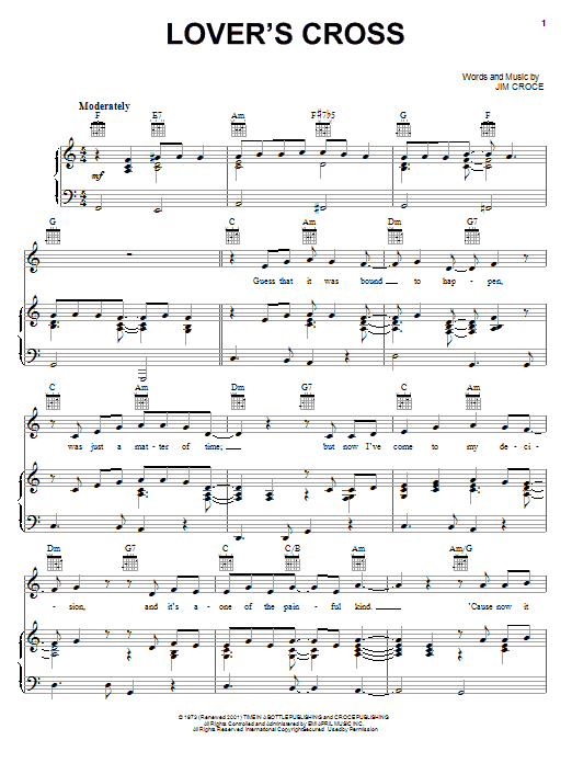 Download Jim Croce Lover's Cross Sheet Music and learn how to play Ukulele PDF digital score in minutes