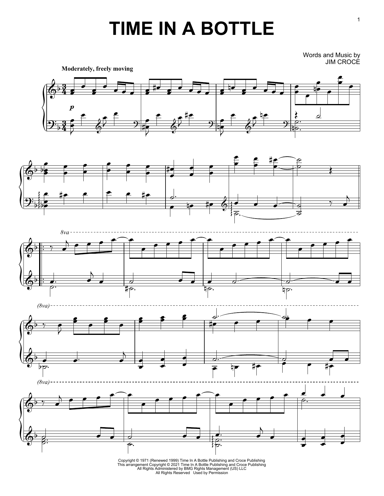 Download Jim Croce Time In A Bottle [Classical version] Sheet Music and learn how to play Piano Solo PDF digital score in minutes
