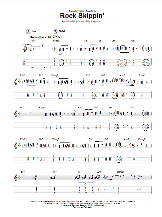 Download Jim Hall Rock Skippin' Sheet Music and learn how to play Guitar Tab PDF digital score in minutes
