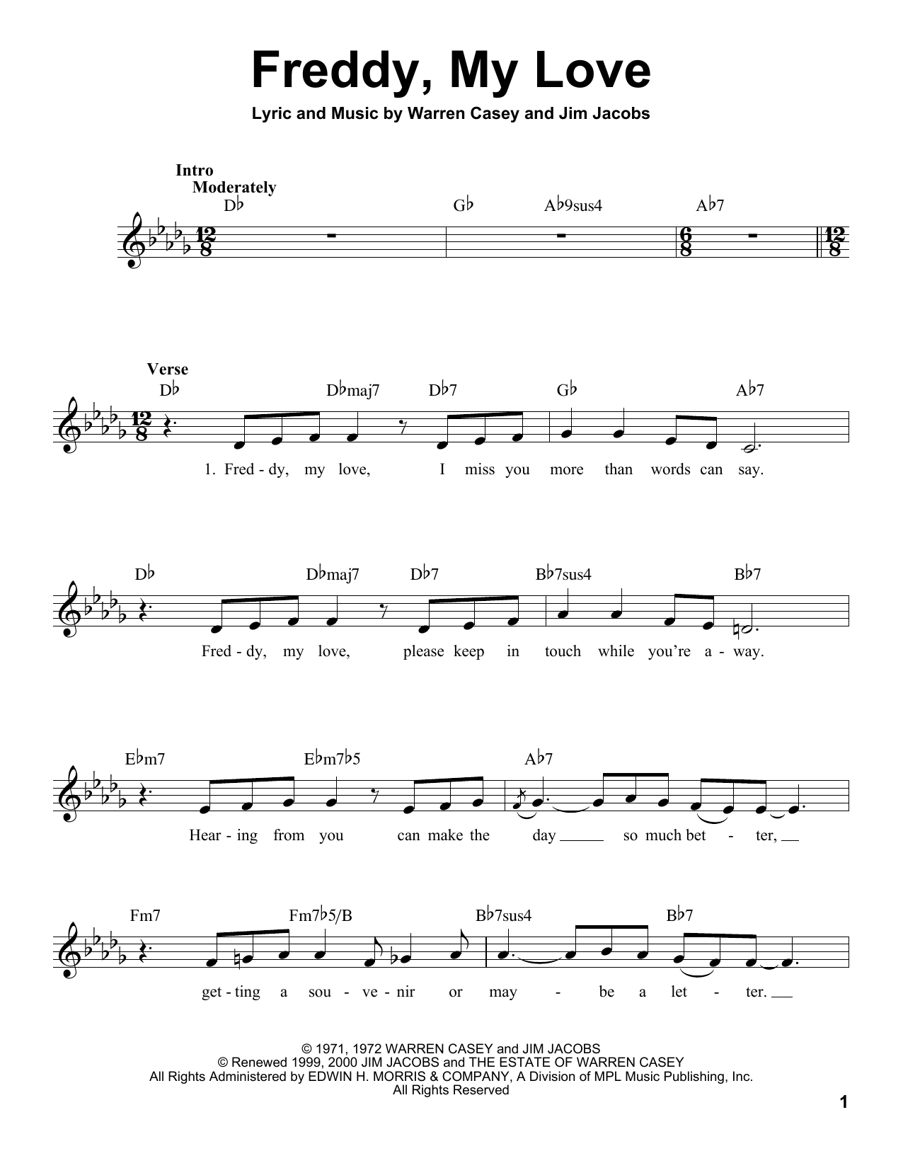 Download Jim Jacobs Freddy, My Love Sheet Music and learn how to play Voice PDF digital score in minutes